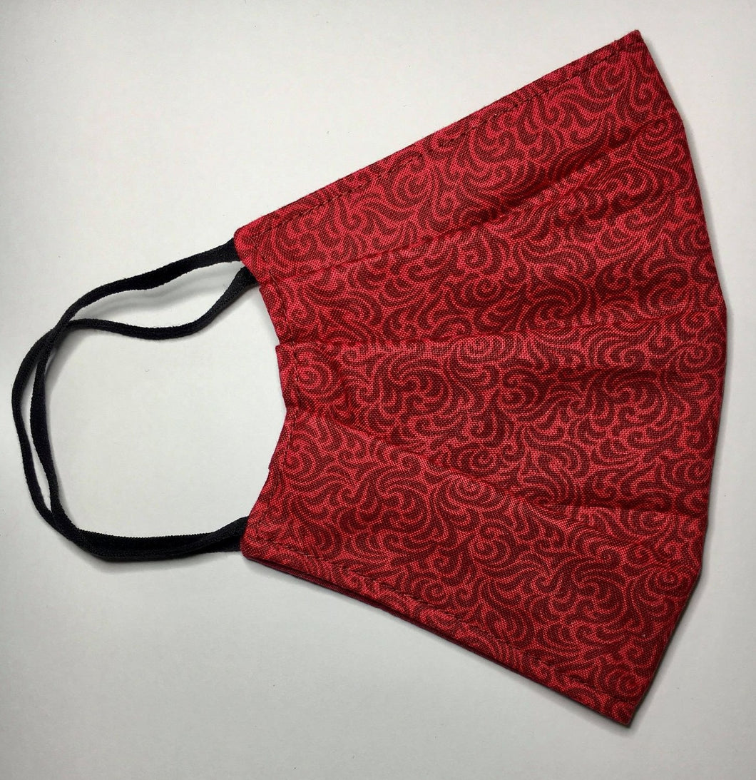 Cherry Red Swirls 3 Layered Cotton Mask